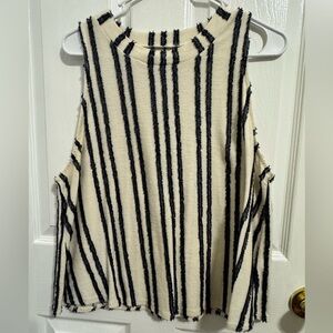 Madewell Black and Cream Striped Muscle Tee
